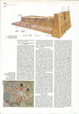 LAMINA LAROUSSE 70570: Reconstruccion del Templo de Karnak, Egipto