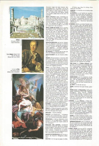 LAMINA LAROUSSE 70593: Templo de Apolo en Didima y Retrato, por Diderot