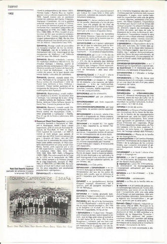 LAMINA LAROUSSE 70545: Equipo del Real Club Deportivo Espanyol en 1928-1929