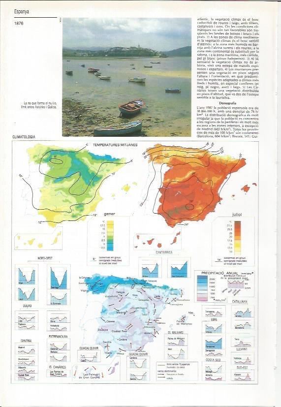 LAMINA LAROUSSE 70553: Mapas de temperaturas medias de España