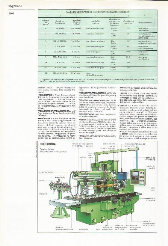 LAMINA LAROUSSE 70475: Tabla de designacion de frecuencias radioelectricas y fresadora