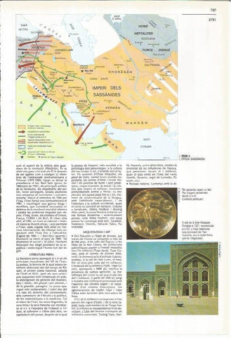 LAMINA LAROUSSE 70405: Mapa de Iran en epoca sasanida