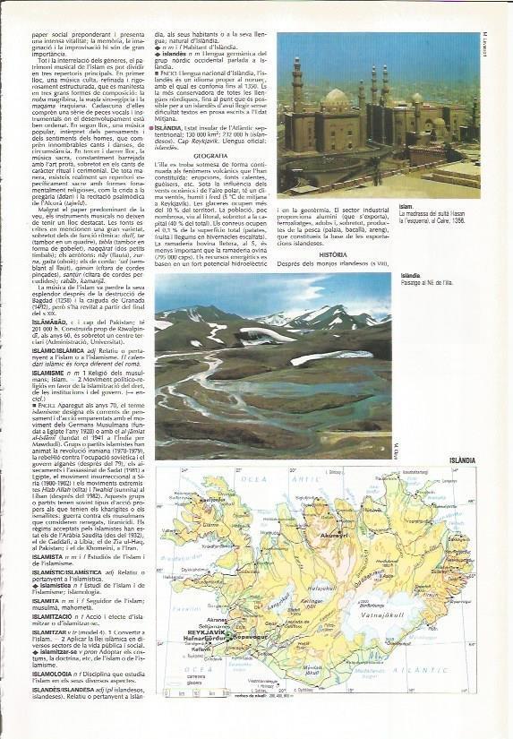 LAMINA LAROUSSE 70400: Mapa de Islandia