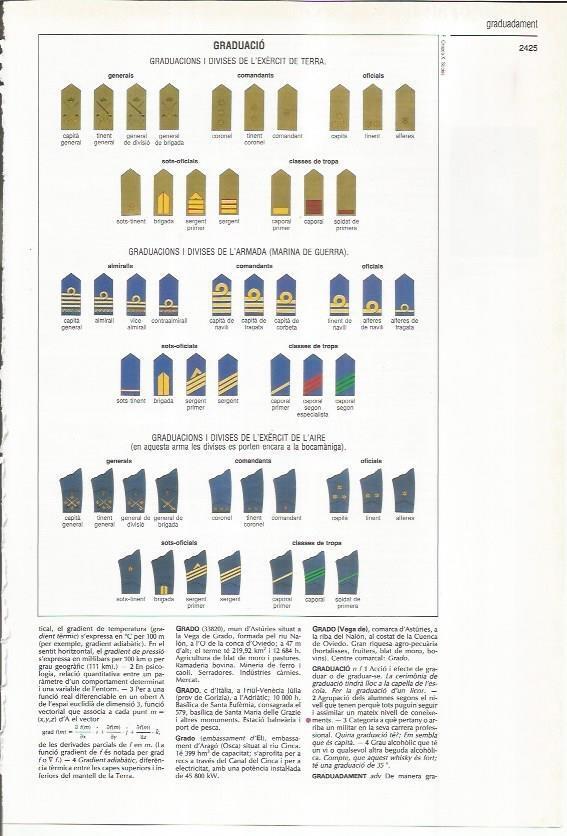 LAMINA LAROUSSE 70451: Divisas y graduaciones del Ejercito de Tierra