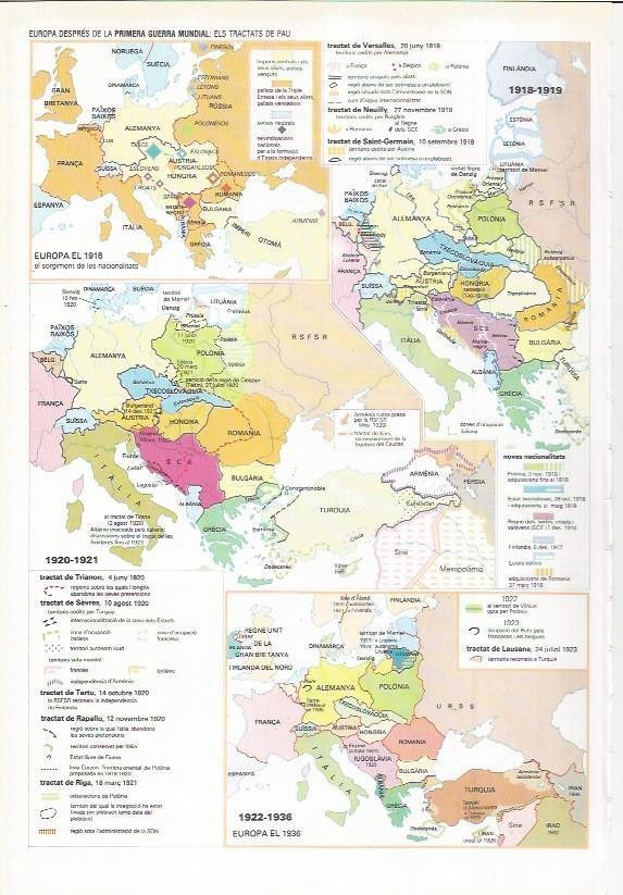 LAMINA LAROUSSE 70443: Mapa de Europa despues de la Primera Guerra Mundial