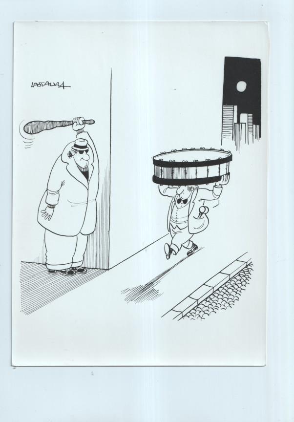 Cartulina con ilustracion de Lassalvy (numerado 32 en trasera)