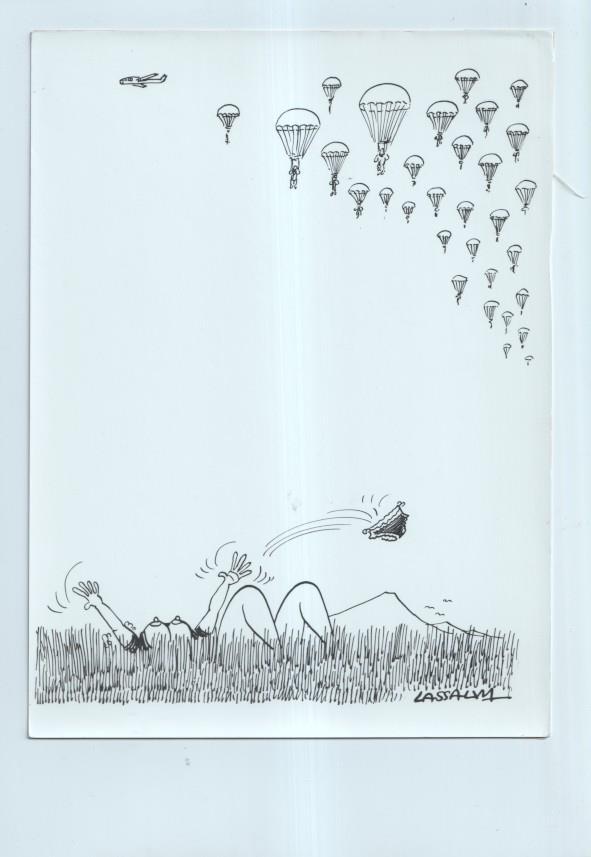 Cartulina con ilustracion de Lassalvy (numerado 34 en trasera)