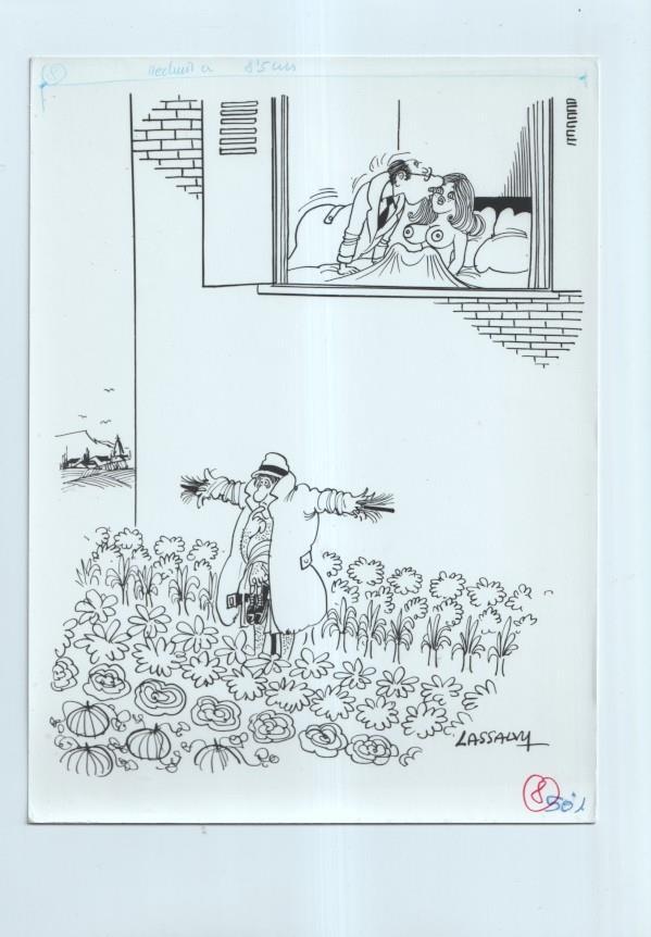 Cartulina con ilustracion de Lassalvy (numerado 35 en trasera)