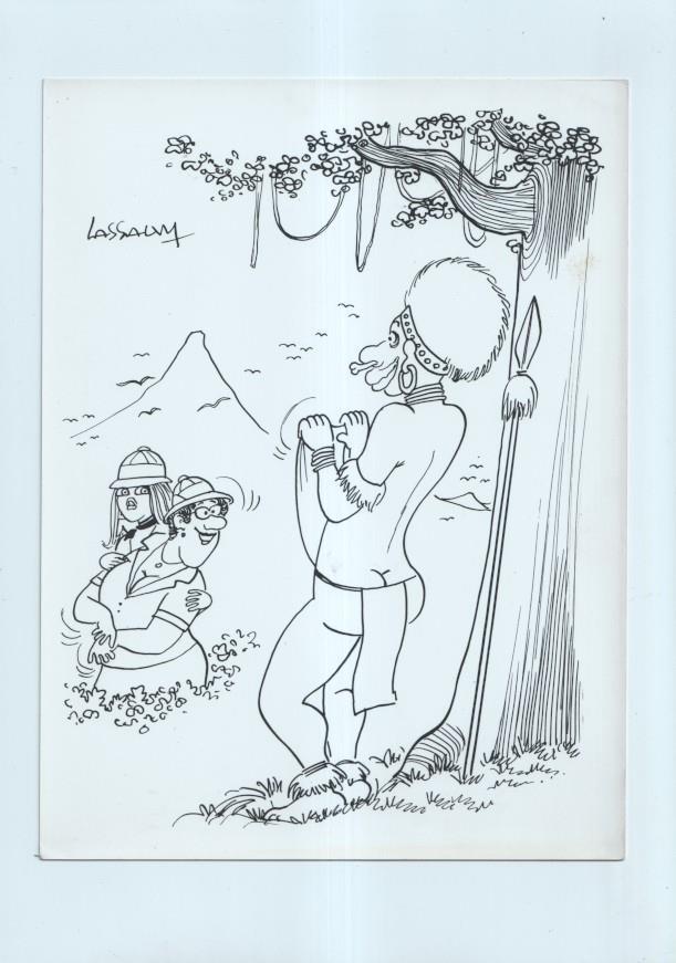 Cartulina con ilustracion de Lassalvy (numerado 43 en trasera)