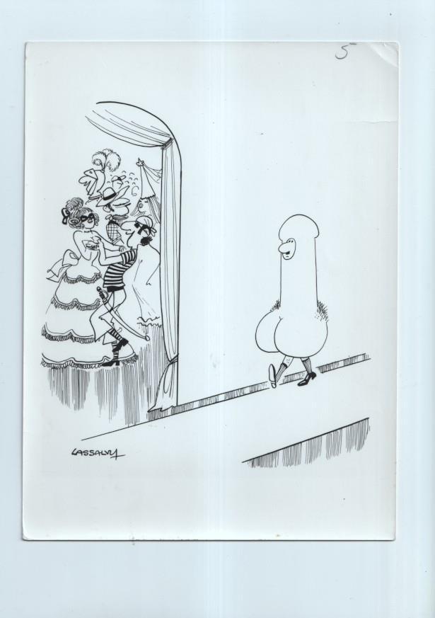 Cartulina con ilustracion de Lassalvy (numerado 47 en trasera)