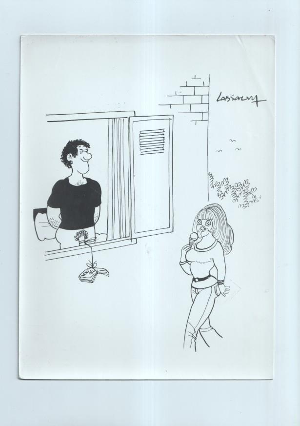 Cartulina con ilustracion de Lassalvy (numerado 52 en trasera)