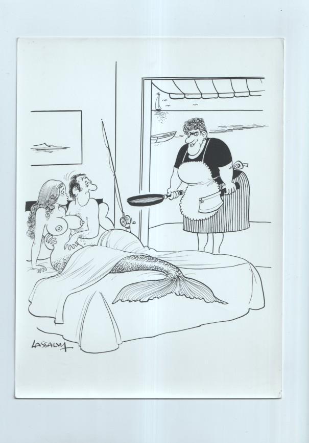 Cartulina con ilustracion de Lassalvy (numerado 54  en trasera)