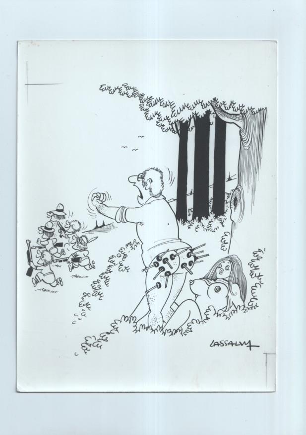 Cartulina con ilustracion de Lassalvy (numerado 55 en trasera)