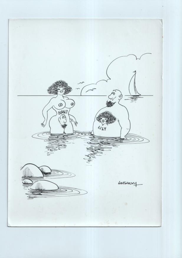Cartulina con ilustracion de Lassalvy (numerado 56  en trasera)
