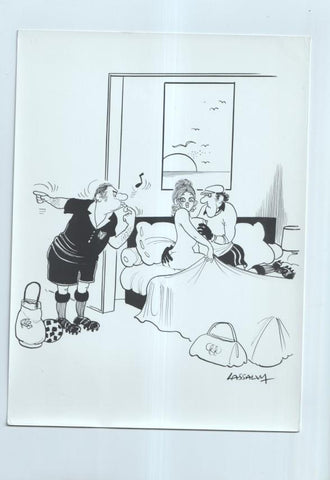 Cartulina con ilustracion de Lassalvy (numerado 57 en trasera)