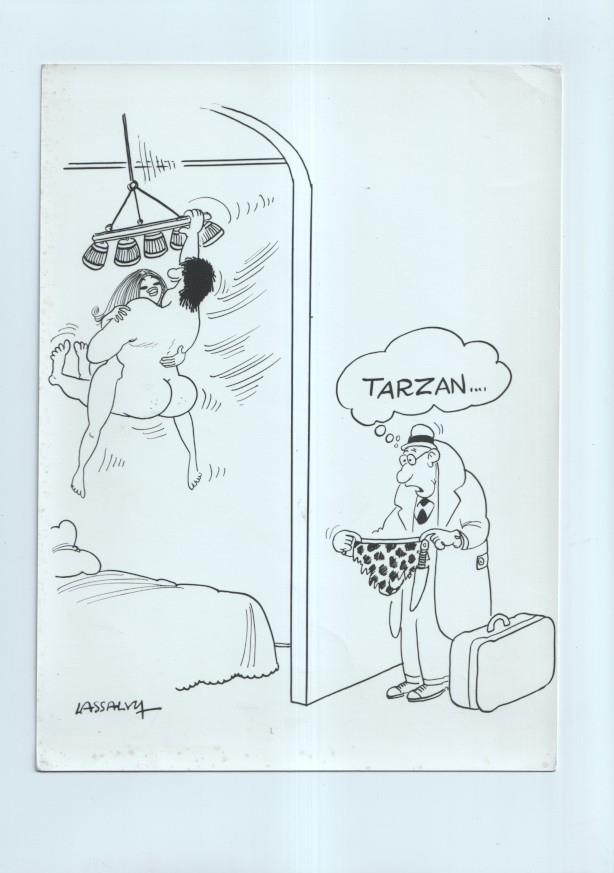 Cartulina con ilustracion de Lassalvy (numerado 62 en trasera)