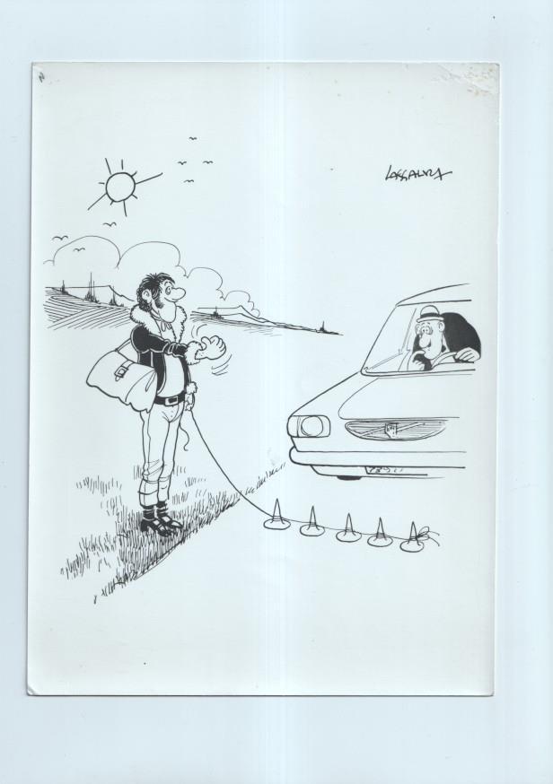 Cartulina con ilustracion de Lassalvy (numerado 63 en trasera)