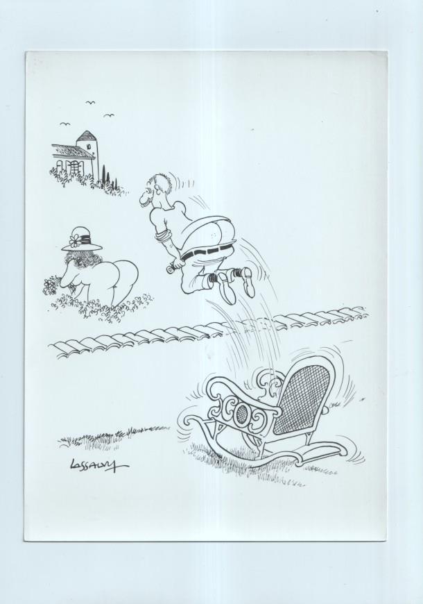 Cartulina con ilustracion de Lassalvy (numerado 64 en trasera)