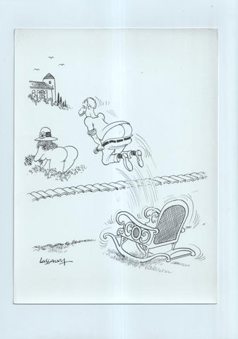 Cartulina con ilustracion de Lassalvy (numerado 64 en trasera)