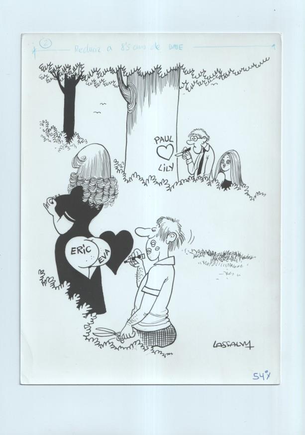 Cartulina con ilustracion de Lassalvy (numerado 102 en trasera)