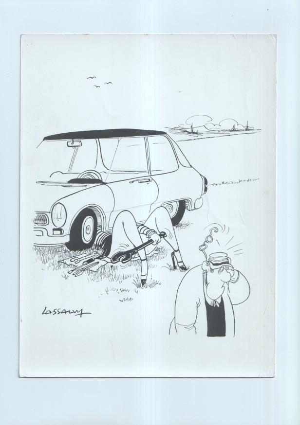 Cartulina con ilustracion de Lassalvy (numerado 68  en trasera)