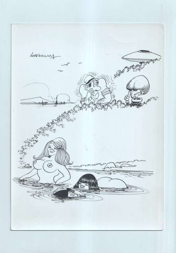 Cartulina con ilustracion de Lassalvy (numerado 110 en trasera)