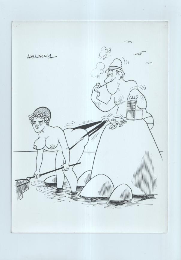 Cartulina con ilustracion de Lassalvy (numerado 118 en trasera)