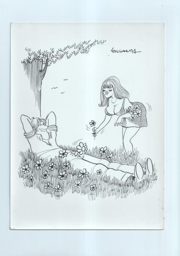 Cartulina con ilustracion de Lassalvy (numerado 124 en trasera)
