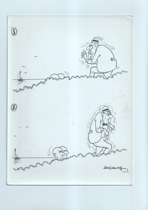Cartulina con ilustracion de Lassalvy (numerado 125 en trasera)