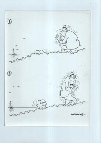 Cartulina con ilustracion de Lassalvy (numerado 125 en trasera)