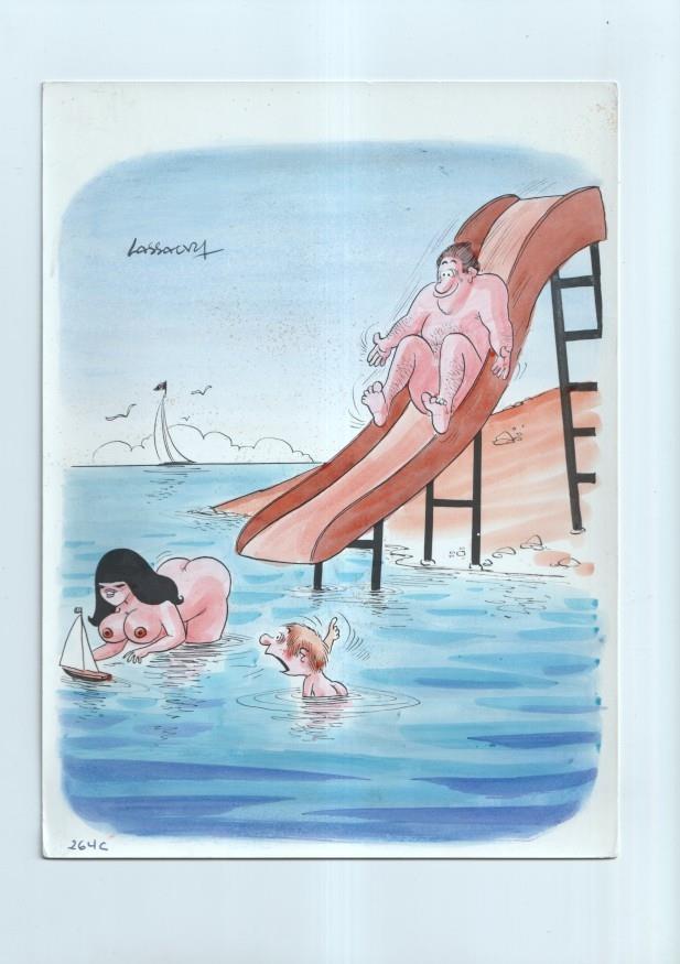 Cartulina con ilustracion de Lassalvy (numerado 72 en trasera)