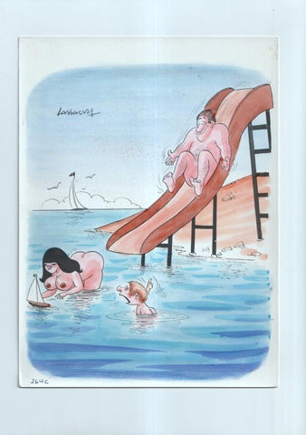 Cartulina con ilustracion de Lassalvy (numerado 72 en trasera)