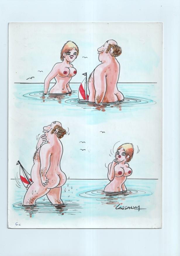 Cartulina con ilustracion de Lassalvy (numerado 79 en trasera)