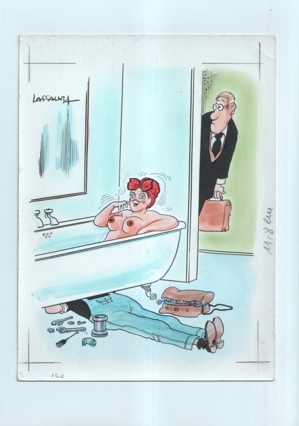 Cartulina con ilustracion de Lassalvy (numerado 80  en trasera)