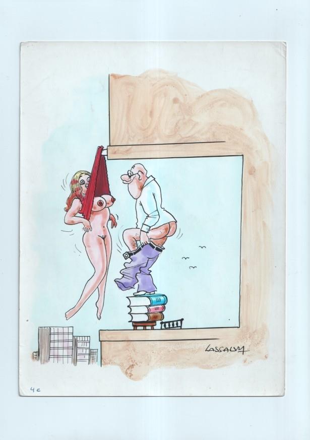 Cartulina con ilustracion de Lassalvy (numerado 85 en trasera)