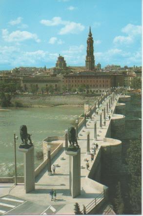 Postal E06294: Puente de Piedra sobre el Ebro. Zaragoza