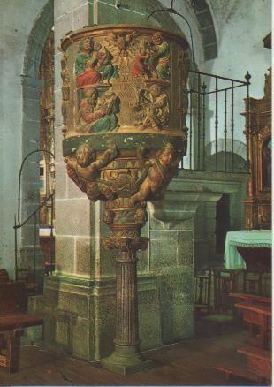 Postal E06258: Púlpito de granito policromado. La Alberca
