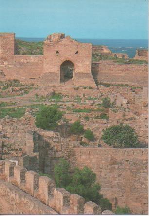 Postal E06273: Cstillo, foro y Puerta Al-Menara.Sagunto-Valencia