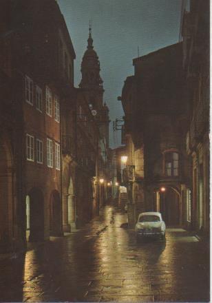 Postal E06344: Rua del Vilar. Nocturne.Santiago de Compostela