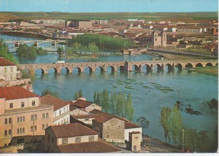 Postal E06125: Vista panorámica de los puentes Romanos y Nuevo. Salamanca