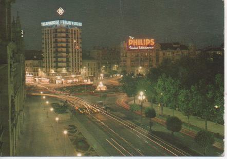 Postal E06213: Paseo y Plaza de Zorrilla. Nocturna. Valladolid