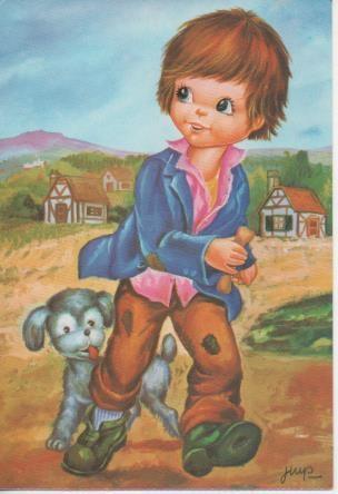 Postal E06592: Postal Vintage Sir nº 2 niño con perro
