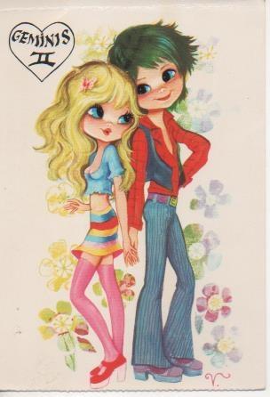 Postal E06612: Postal Vintage Pareja Horoscopo Geminis