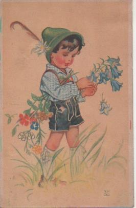 Postal E06615: Postal Vintage, niño con flores