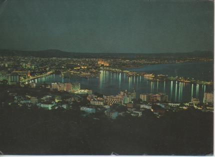 Postal E05785: La bahía de noche. Palma de Mallorca <acordeón>