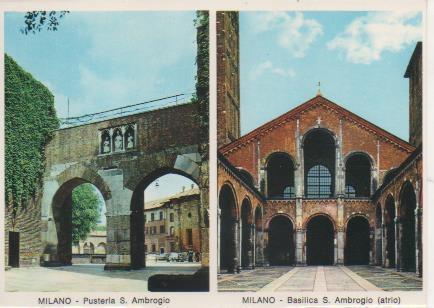 Postal E05761: Basilica di S. Ambrogio-Atrio. Pusterla di S. Ambrogio. Milano <acordeón>