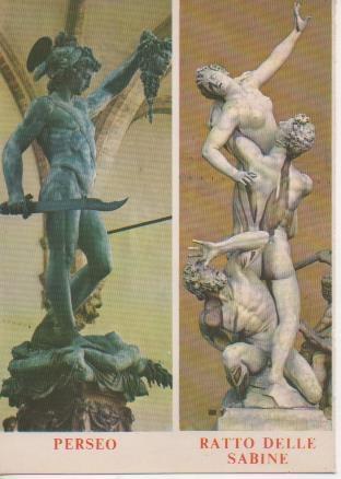 Postal E05808: Loggia dei Priori o della Signoria.Ratto delle Sabine. Il Perseo. Firenze <acordeón>