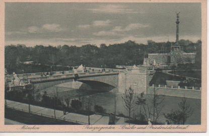 Postal E05663: MÜCHEN, Prinzregentenbrücke u. Friedensdenkmal