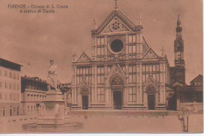 Postal E05643: FIRENZE-Chiesa di S.Croce e statua di Dante