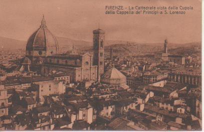Postal E05648: FIRENZE-La Cattedrale vista dalia Cupola della Cappella de'Principi a S. Lorenzo
